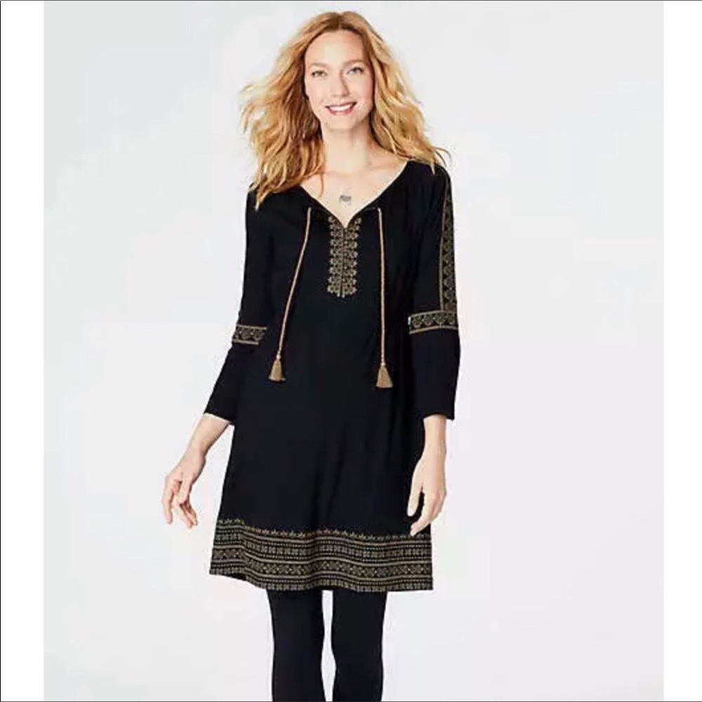 J. Jill Black & Gold Boho Festival Dress